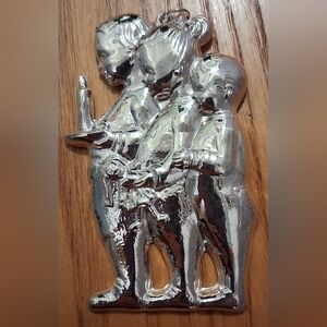 RARE Vintage 70s Gorham Silver 1570 3 Children w/ Candle Christmas Ornament